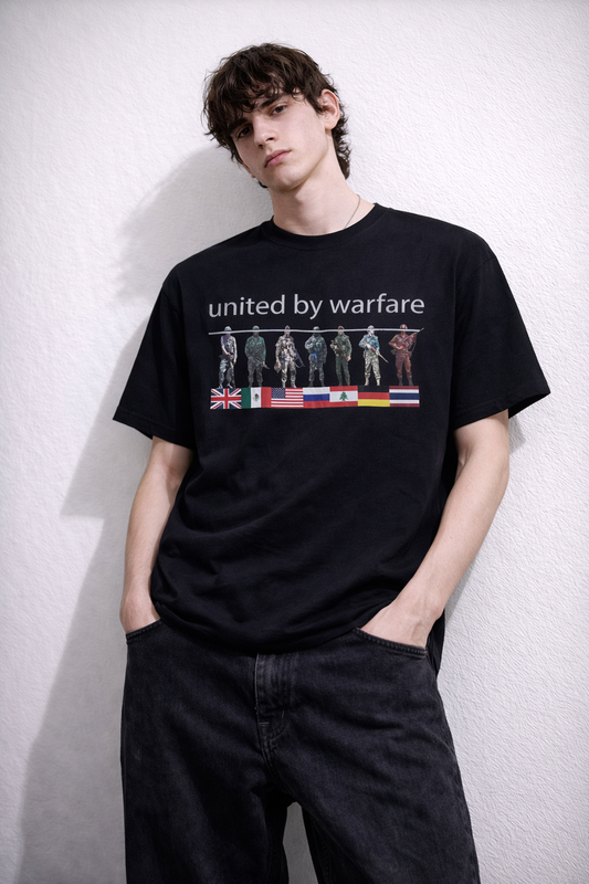 "united by warfare" tee